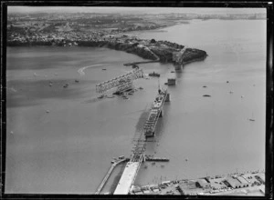 Auckland Harbour bridge under construction
