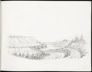 Spratt, Henry Thomas, b 1827 :[Bridges over river at Te Wairoa. 1860s?]