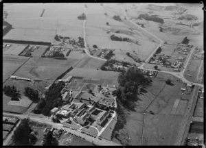 Dannevirke Hospital surrounded by farmland and houses