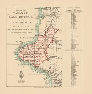 Map of the Taranaki Land District showing survey districts [electronic resource].