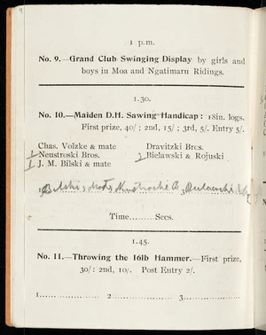[Inglewood Caledonian Society] :1 p.m. No. 9 - Grand club swinging display by girls and boys in Moa and Ngatimaru Ridings ... [1908]