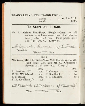 [Inglewood Caledonian Society] :Trains leave Inglewood for north ... 6.15 & 7.15; south ... 5.28 [1908]