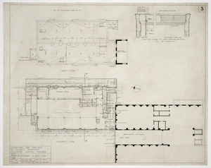 Haughton, Son & Mair, architects :Alterations and additions to Casualty Department, Wellington Hospital, Newtown. Basement & roof plans. [No] 3. 30 Jan 1956