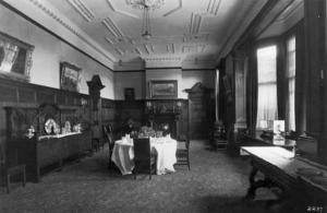 Dining room interior at Government House in Newtown, Wellington