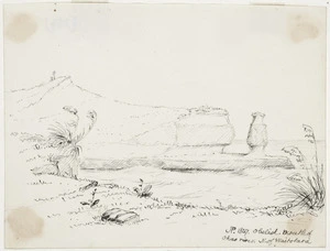 [Mantell, Walter Baldock Durrant] 1820-1895 :N. P. 1847. Obelisk, mouth of Okao River, north of Waitotara