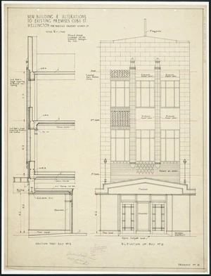 Atkins & Mitchell, architects :New building and alterations to existing premises, Cuba Street Wellington for Patrick's Drapery Stores Ltd. Scale 1/2 [inch] to 1 foot. Drawing No. 12. November 1930