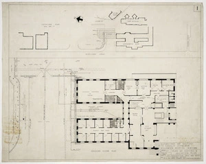 Haughton, Son & Mair, architects :Alterations and additions to Casualty Department, Wellington Hospital, Newtown. Plan as existing & location plan. [No] 1. 15 Feb 1956