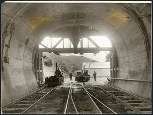 Newly constructed railway tunnel on the main trunk line at Tawa Flat, Wellington
