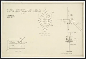 Atkins & Mitchell, architects :Patrick's Drapery Stores Ltd. Details of verandah awning, rods and connections. Scale 1/2 full size. March 9th 1931