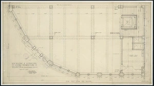 Atkins & Mitchell, architects :New building and alterations to existing premises, Cuba Street Wellington for Patrick's Drapery Stores Ltd. Scale 1/2 [inch] = 1 foot. Plan first floor, new building. Drawing No. 7. November 1930