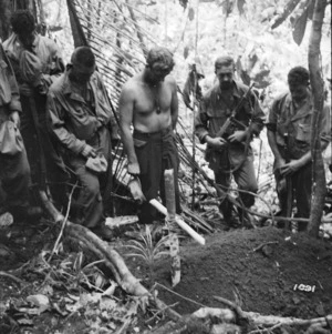 Members of the 2nd NZEF (IP) at a burial, Vella Lavella Island, Solomon Islands