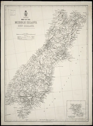 Map of the Middle Island, New Zealand.