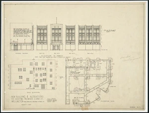 Atkins & Mitchell, architects :New building and alterations to existing premises, Cuba Street Wellington for Patrick's Drapery Stores Ltd. Scale 1/8 [inch] = 1 foot. Drawing No. 5. November 1930