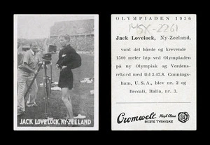 Cigarette card showing Jack Lovelock
