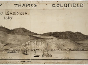 Severn, Henry A :Sketch panorama of Thames Goldfield [Section five of seven]. - [1875?]