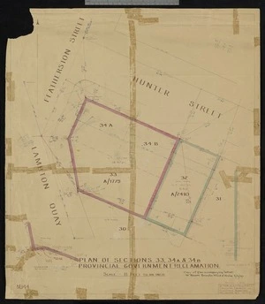 Mitchell & Mitchell (Firm): Plan of Sections 33, 34A and 34B / Provincial Government reclamation