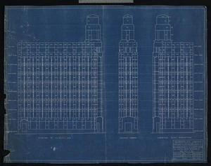 Wunderlich Ltd. (Firm): New building for the M.L.C. at Wellington, N. Zealand. Key elevation showing distribution of terra cotta in sets.