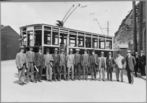 First trolley bus in Wellington - Photographer possibly Sydney Charles Smith