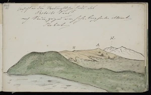 Haast, Johann Franz Julius von, 1822-1887: Ansicht von dem Nordoestlichen Ende des Rotoiti Sees nach dem Süden, zeigend einen hohen Berg hinter Mount Robert