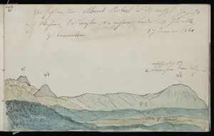 Haast, Johann Franz Julius von, 1822-1887: Aussicht von dem Mount Robert in die nächste Gegend nach Westen und Südwesten, um mehrere bedeutende Punkte zu bemerken. 17 Januar 1860