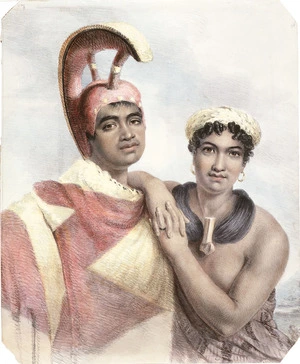 Hayter, John, 1800-ca 1891 :Boki, Governor of Wahu of the Sandwich Islands, and his wife, Liliha. Printed by C Hullmandel; drawn on stone from the original painting by John Hayter. London 1824