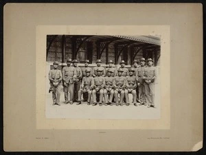 Photograph of Māori men in military uniforms who attended Queen Victoria's Diamond Jubilee in 1897