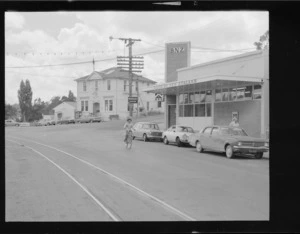 Kawakawa, Bay of Islands; street scene with Bank of New Zealand and post office