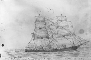[Munro, John Alexander] 1872-1947 :Brig "Gertrude" (217 tons) sailed from St Anne C. B. 1856 arrived in Auckland 1857. [1920s?]