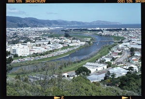 View of Lower Hutt, Hutt River and Wellington Harbour