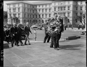 Members of the Blind Services Association lay a wreath