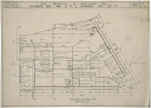 Mitchell & Mitchell, architects :New premises at Masterton for Wairarapa Daily Times Co. Ltd & Wairarapa Age Co. Ltd. Ground floor plan. Scale 8ft to 1 in. Drawing no. 1. Dated April 1937.