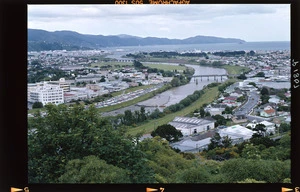 View of Lower Hutt, the Hutt River and Wellington Harbour