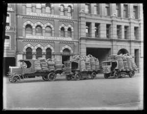 New Zealand Express Company trucks carrying Michelin tyres, Hereford Street, Christchurch
