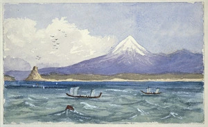 [Fox, William] 1812-1893. Attributed works :[Coast scene in Taranaki, ca 1860]