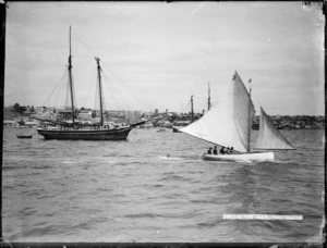 Sailing vessels on the harbour, Freemans Bay, Auckland