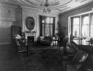 Living room interior at Government House, Newtown, Wellington