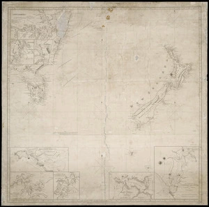 A chart of part of New South Wales, Van Diemens Land, New Zealand and adjacent islands, with the principal harbours.