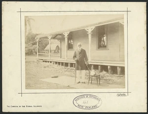 Taufa'ahau Tupou I, King of Tonga, outside his palace in Neiafu