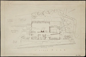 [Fearnley, Charles James] 1915-1988 :Scale plan [for a two-bedroom modernist house in Thorby Street, Northland, Wellington, 1939 or 1940]