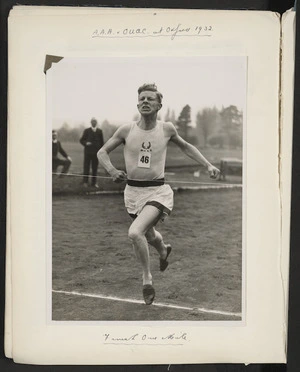 Photograph - Lovelock winning the one mile race to beat the British record