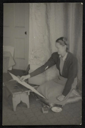 Juliet Peter sketching, Barc's studio