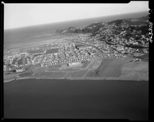 Aerial view of Evans Bay, Wellington, looking towards Kilbirnie and Lyall Bay