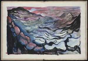 Drawbridge, John Boys, 1930-2005 :[Glacier near Mt Aspiring]. 1949