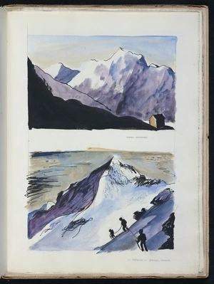 Drawbridge, John Boys, 1930-2005 :Dawn departure. Mt Aspiring - Bonnar Glacier. [1949]