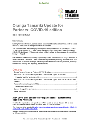 Oranga Tamariki update for partners : COVID-19 edition.