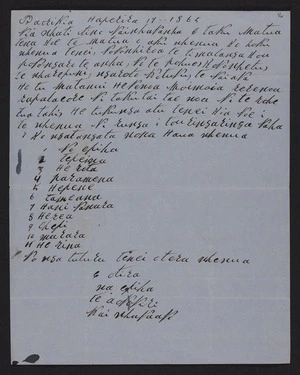 To John White from Epiha Te Aokokiri, at Raorikia