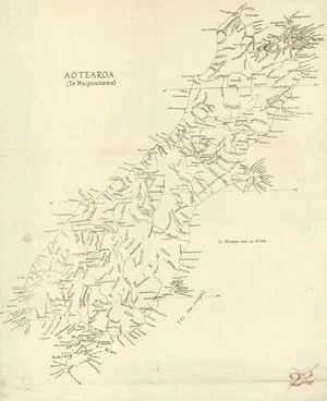 [Creator unknown] : Aotearoa (Te Waipounamu) [copy of ms map]. [no date]