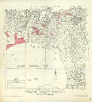 New Zealand. Department of Lands and Survey : Egmont Survey District - Taranaki [map with annotations]. 1934