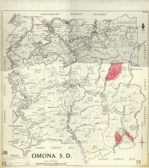 New Zealand. Department of Lands and Survey :Omona Survey District - Taranaki [map with ms annotations]. 1937