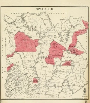 New Zealand. Department of Lands and Survey : Opaku Survey District [map with ms annotations]. 1947